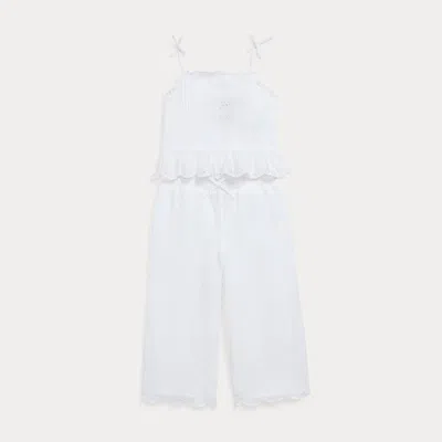 Ralph Lauren Kids' Eyelet-embroidered Cotton Set In White