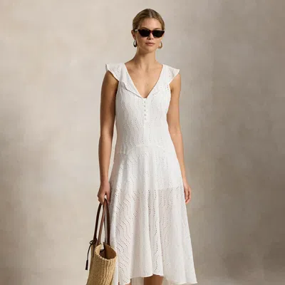 Polo Ralph Lauren Eyelet Gauze Dress In White