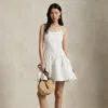 Ralph Lauren Eyelet Paneled Cotton Dress In White