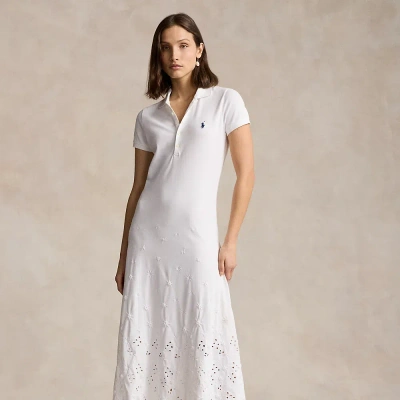 Ralph Lauren Eyelet Polo Dress In White