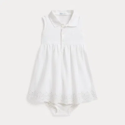 Ralph Lauren Babies'  Eyelet Stretch Mesh Polo Dress & Bloomer In White