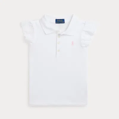 Ralph Lauren Kids' Eyelet Stretch Mesh Polo Shirt In White