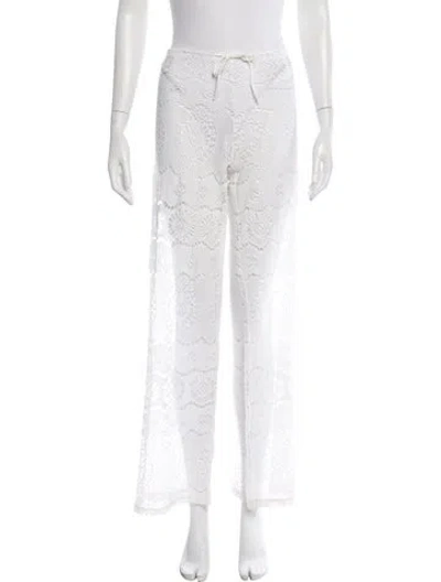 Pre-owned Ralph Lauren Eyelet Wide Leg Pants In White