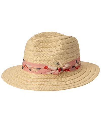 Ralph Lauren Fabric Band Fedora Hat In Neutral