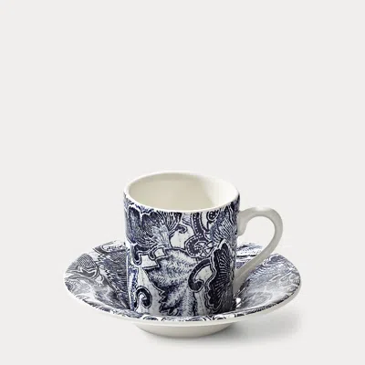 Ralph Lauren Faded Peony Espresso Cup & Saucer In Indigo In Multi