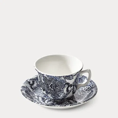 Ralph Lauren Faded Peony Teacup & Saucer In Blue