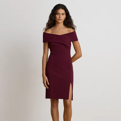 Ralph Lauren Faille Off-the-shoulder Cocktail Dress In Dark Garnet In Burgundy
