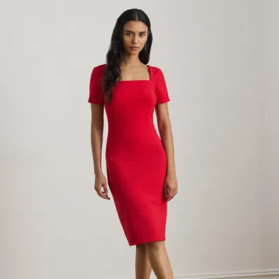Ralph Lauren Faille Short-sleeve Cocktail Dress In Red