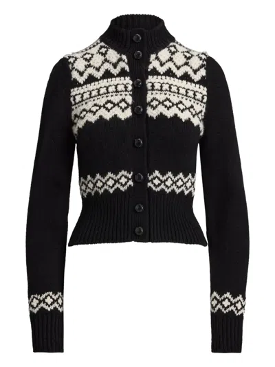 Ralph Lauren Fair Isle Cardigan In Black