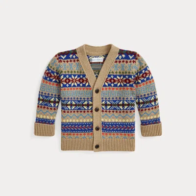 Ralph Lauren Kids' Fair Isle Cotton-blend V-neck Cardigan In Cream