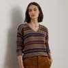 Ralph Lauren Womens Fair Isle V Neck Sweater P Xs Xxl In Brown