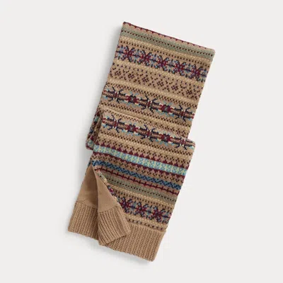 Ralph Lauren Kids' Fair Isle Cotton-blend Scarf In Warm Brown Heather Multi