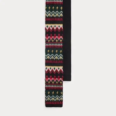 Ralph Lauren Fair Isle Knit Wool Tie In Black