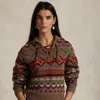 Ralph Lauren Fair Isle Lace-up Wool Sweater In Multi