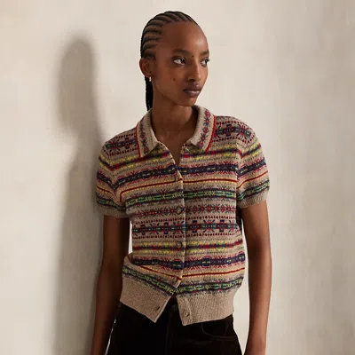 Ralph Lauren Fair Isle Short-sleeve Cardigan In Multi