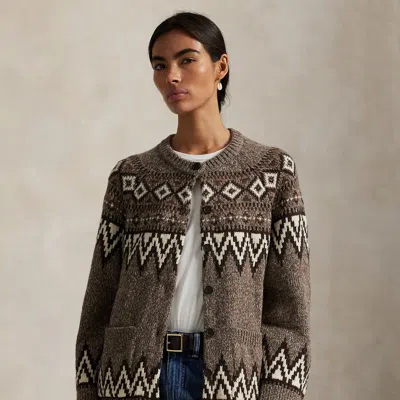 Ralph Lauren Fair Isle Wool-blend Cardigan In Brown