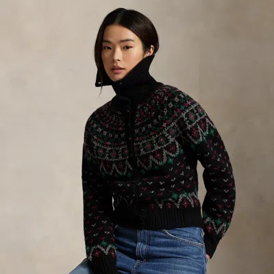 Ralph Lauren Fair Isle Wool-blend Cardigan In Black