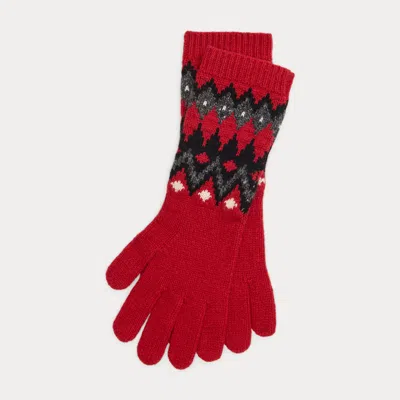 Ralph Lauren Fair Isle Wool-blend Gloves In Red