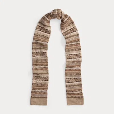Ralph Lauren Fair Isle Wool-blend Scarf In Brown