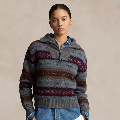 Polo Ralph Lauren Fair Isle Wool Half-zip Sweater In Grey Multi