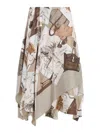 Ralph Lauren Glenn Knee Silk Midi Skirt Layered Design In White