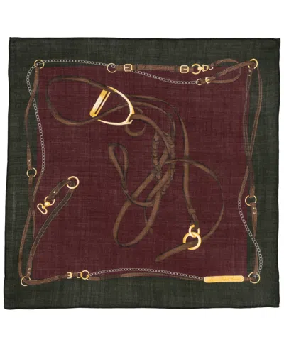 Ralph Lauren Fall Equestrian Square Scarf In Burgundy