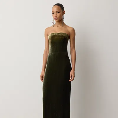 Ralph Lauren Farley Velvet Evening Dress In Fern In Green