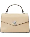 Ralph Lauren Farrah Crosshatch Leather Satchel In Sand Dune