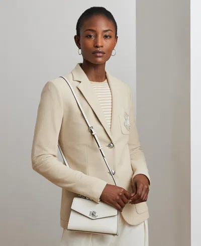 Ralph Lauren Farrah Crosshatch Leather Satchel In Soft White