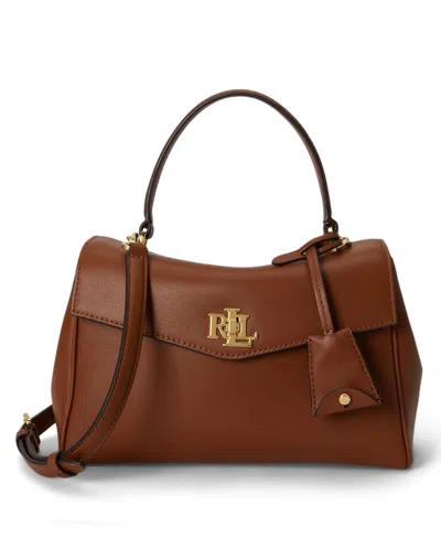 Ralph Lauren Farrah Leather Small Satchel Handbag In Brown