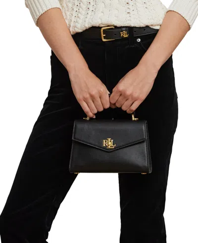 Ralph Lauren Farrah Small Leather Satchel In Black