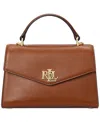 Ralph Lauren Farrah Small Leather Satchel In Brown