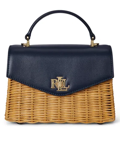 Ralph Lauren Farrah Small Rattan And Leather Satchel Bag