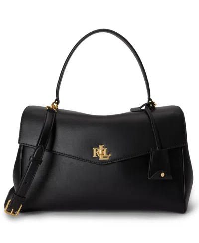 Ralph Lauren Farrah Soft Leather Medium Satchel Handbag In Black