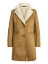 Ralph Lauren Faux-fur Collar Coat In Brown