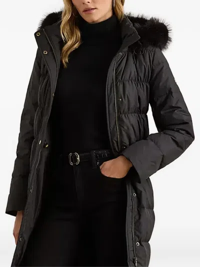 Ralph Lauren Faux Fur Hooded Jacket In Black