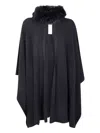 Ralph Lauren Faux-fur Trim Cape Coat In Black