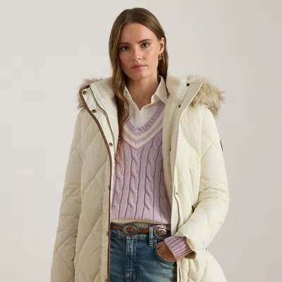 Ralph Lauren Faux-fur-trim Hooded Quilted Coat In White