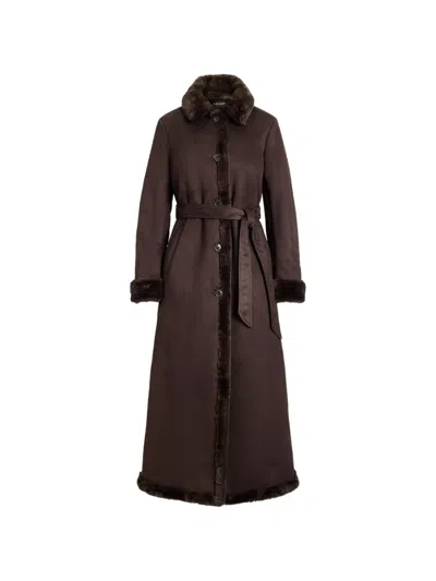 Ralph Lauren Shearling Effect Belted Coat In Animal Print