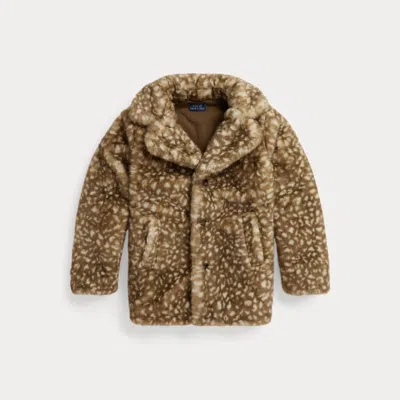 Ralph Lauren Kids' Fawn-print Teddy Fleece Jacket In Faux Fawn In Brown