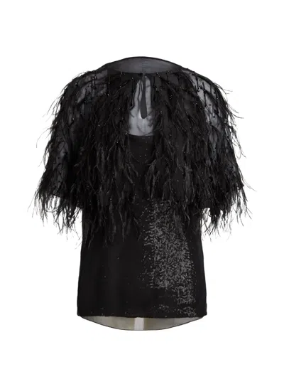 Ralph Lauren Feather-embellished Blouse In Black