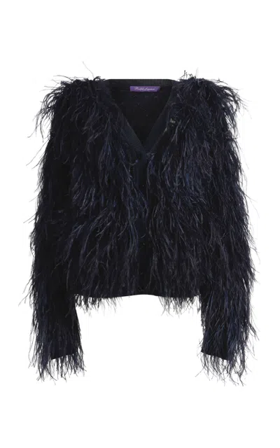 Ralph Lauren Feathered Cardigan In Purple