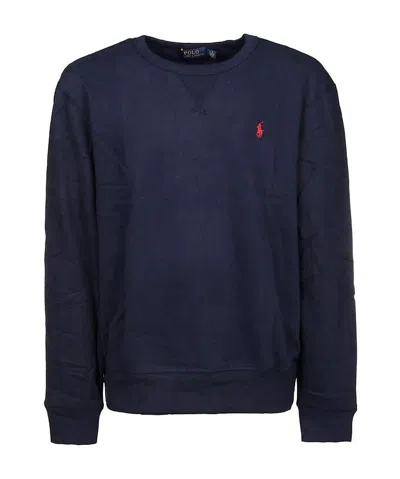 Polo Ralph Lauren Blue Cable Knit Crewneck Sweater With Pony Embroidery On The Front In Wool And Cashmere Man