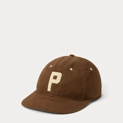 Ralph Lauren Felt-patch Chamois Ball Cap In Brown