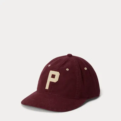 Ralph Lauren Felt-patch Chamois Ball Cap In Burgundy