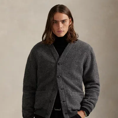 Ralph Lauren Felted Wool-blend Cardigan In Gray