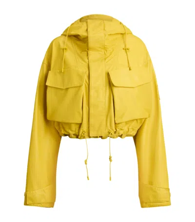 Ralph Lauren Ferra Cropped Calfskin Jacket In Yellow