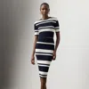 Ralph Lauren Ferris Striped Textured Pencil Skirt In Black