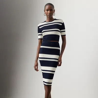Ralph Lauren Ferris Striped Textured Pencil Skirt In Black