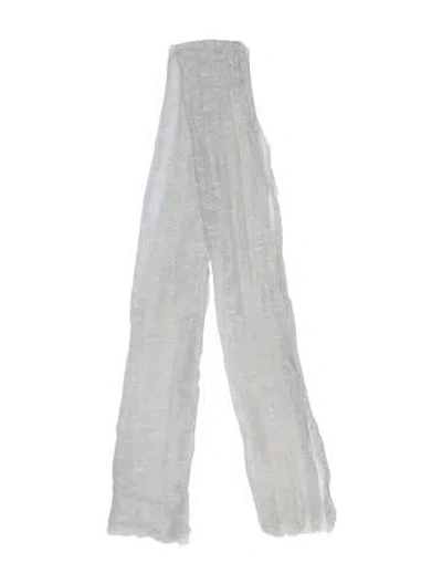Pre-owned Ralph Lauren Festival Quadri Silk Scarf In White